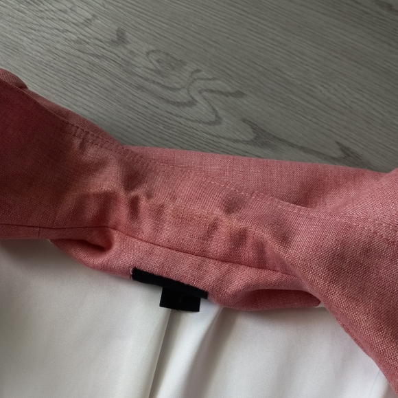 Smythe Linen Equestrian Leather Elbow Patch Blazer Pink Melange 4 - Picture 9 of 16